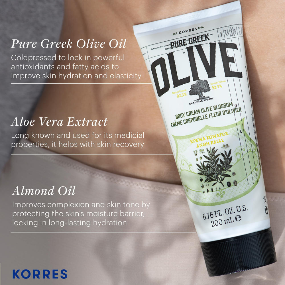 KORRES applying cream to arm for smooth hydrated skin