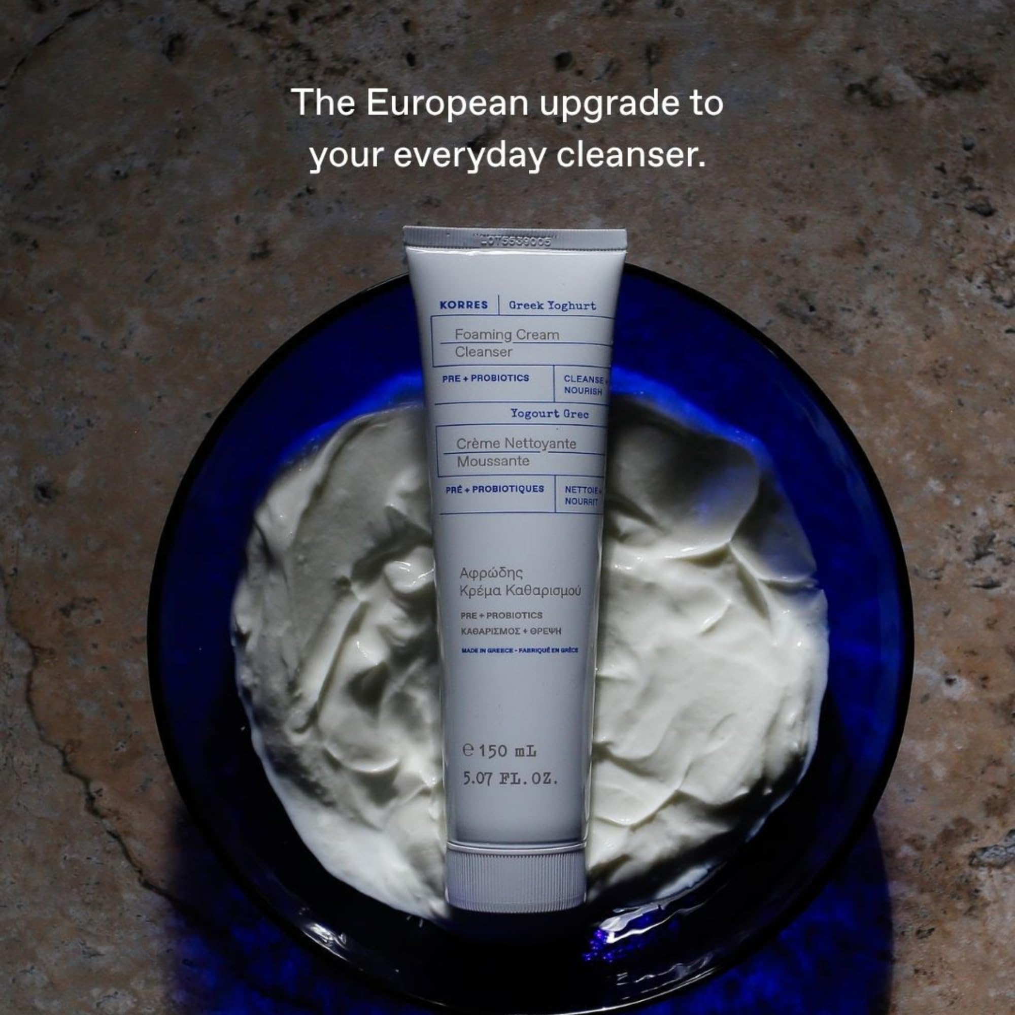 KORRES ingredients display of Greek yoghurt and amaranth showing nourishment