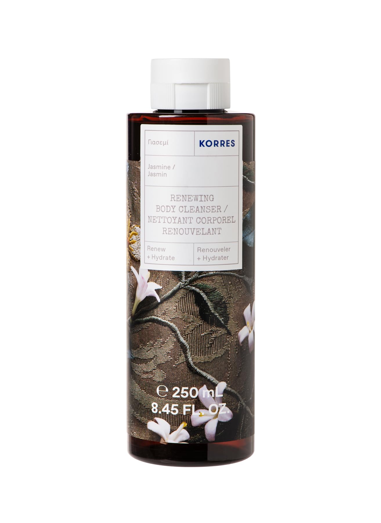 KORRES jasmine front bottle shows sleek packaging and travel-friendly size
