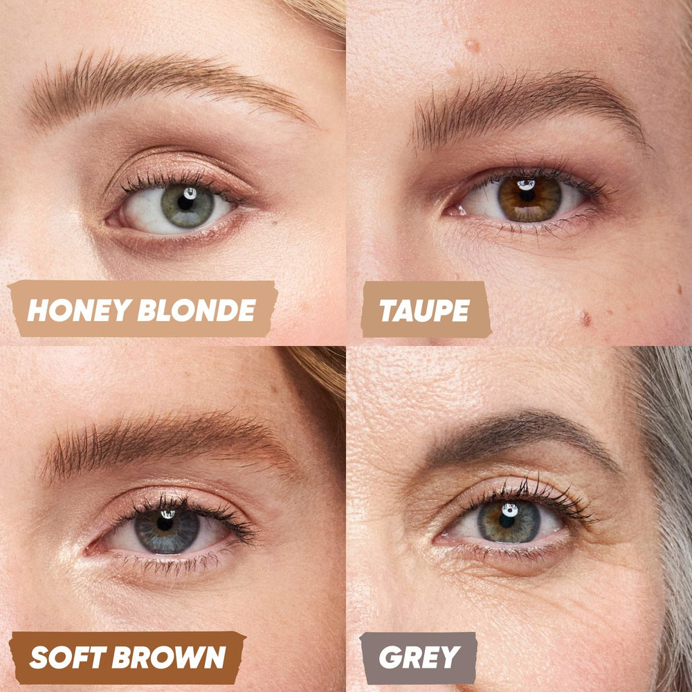 Kosas Air Brow before and after on brows showing fuller natural-looking results