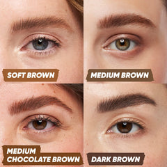 Kosas Air Brow before and after on brow showing fuller natural-looking volume benefit