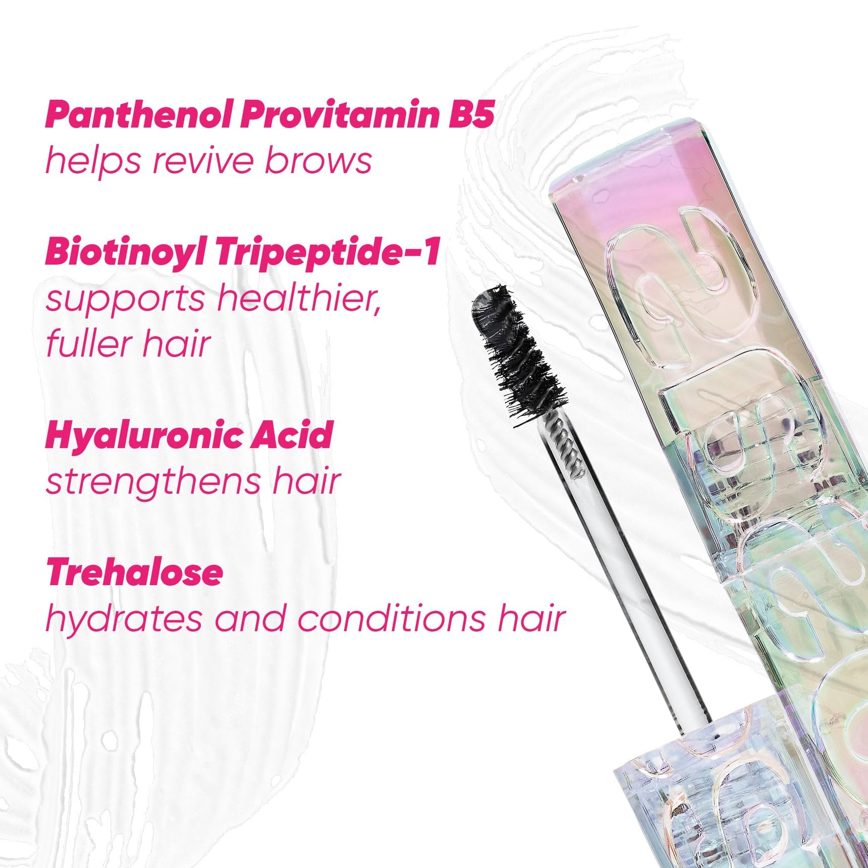 Kosas clear brow gel tube beside lipstick to show pocket portability