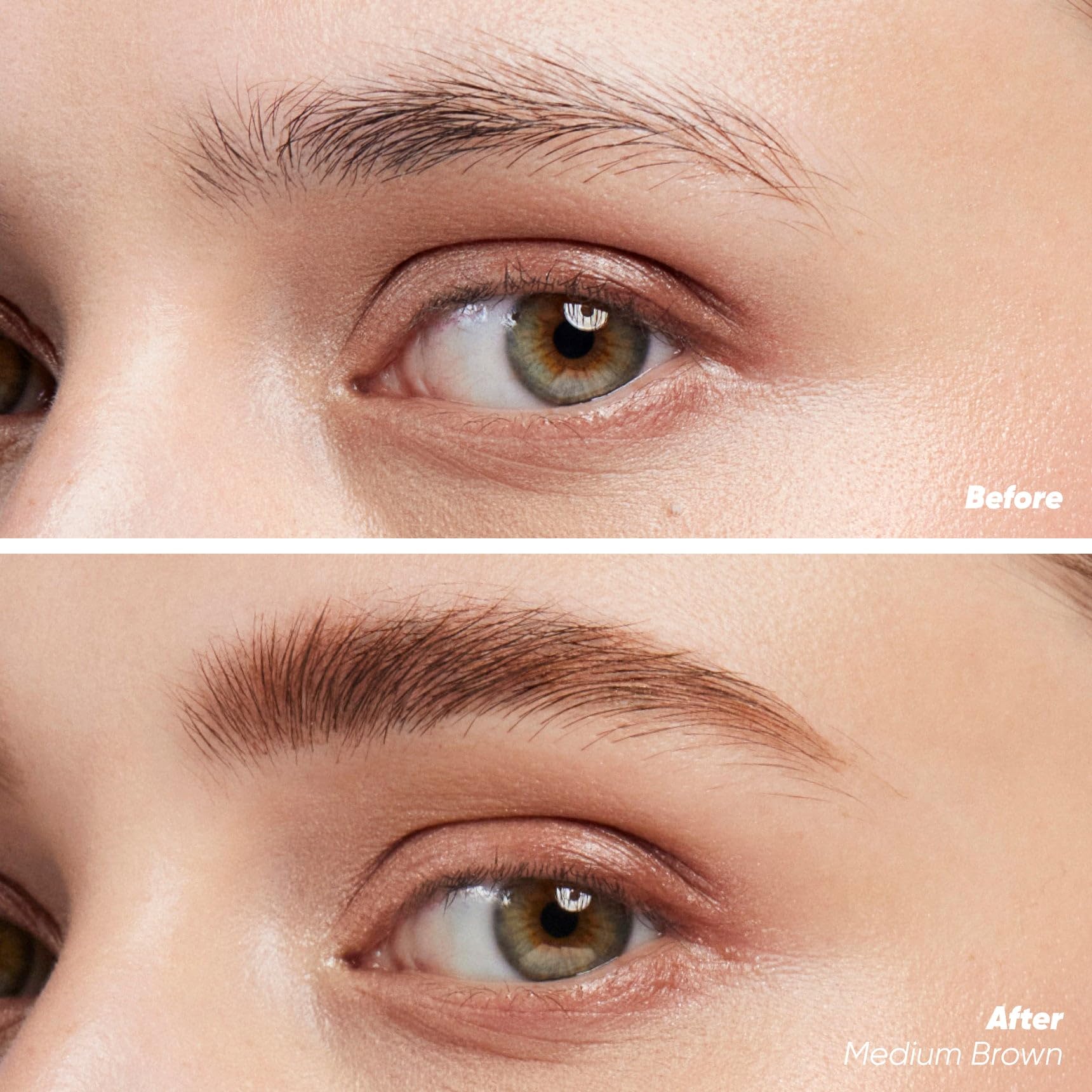 Kosas Air Brow close-up spoolie applying precise definition and even coating benefit