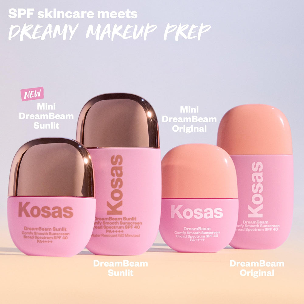 Kosas DreamBeam swatch on skin showing sheer finish and breathable coverage