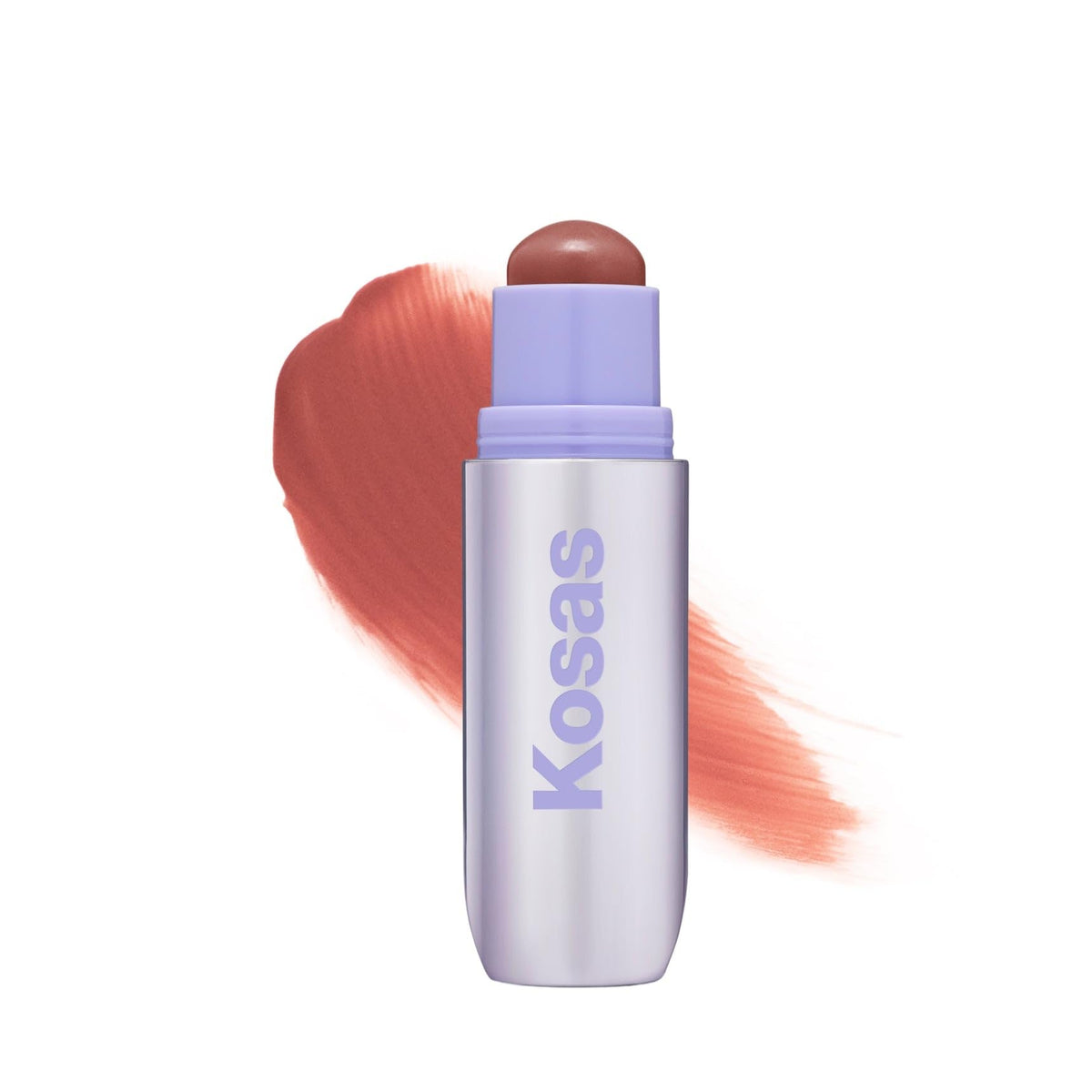 Kosas packaging front view showing compact multistick and easy grab benefit