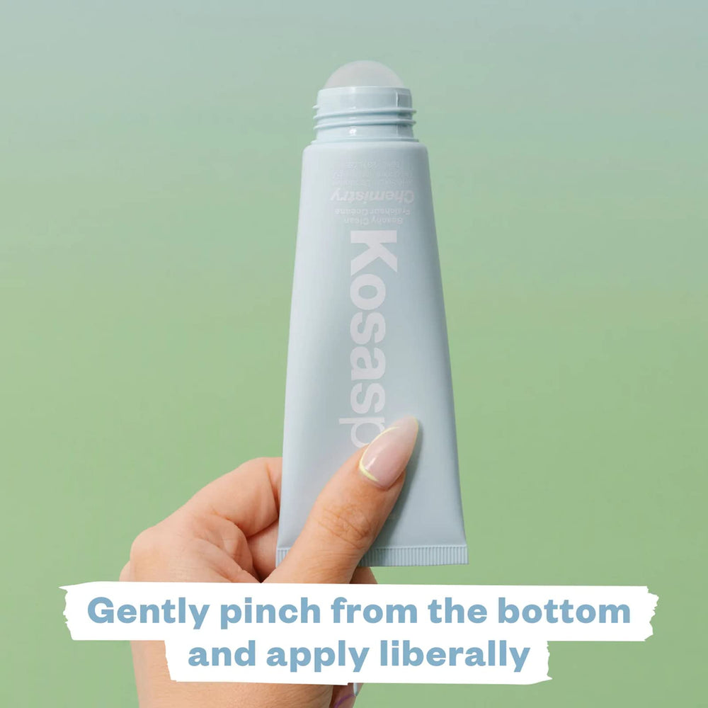 Kosas open cap showing product dispensing for controlled application and hygienic storage
