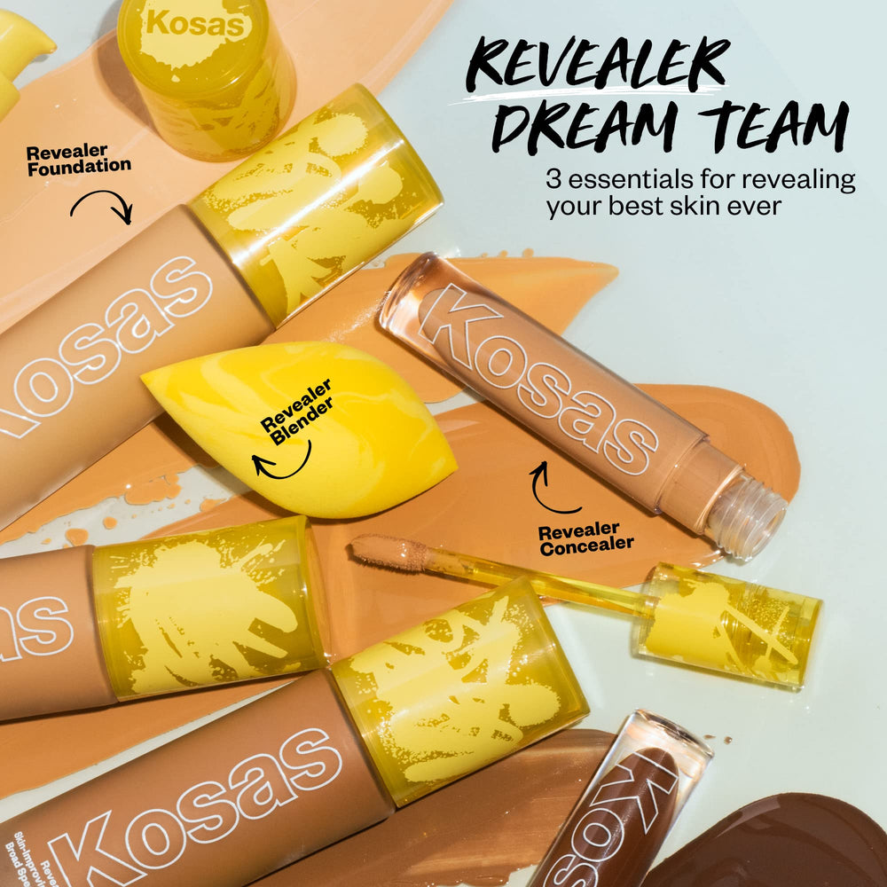 Kosas Revealer lifestyle portrait on model showing natural glow and everyday wearability