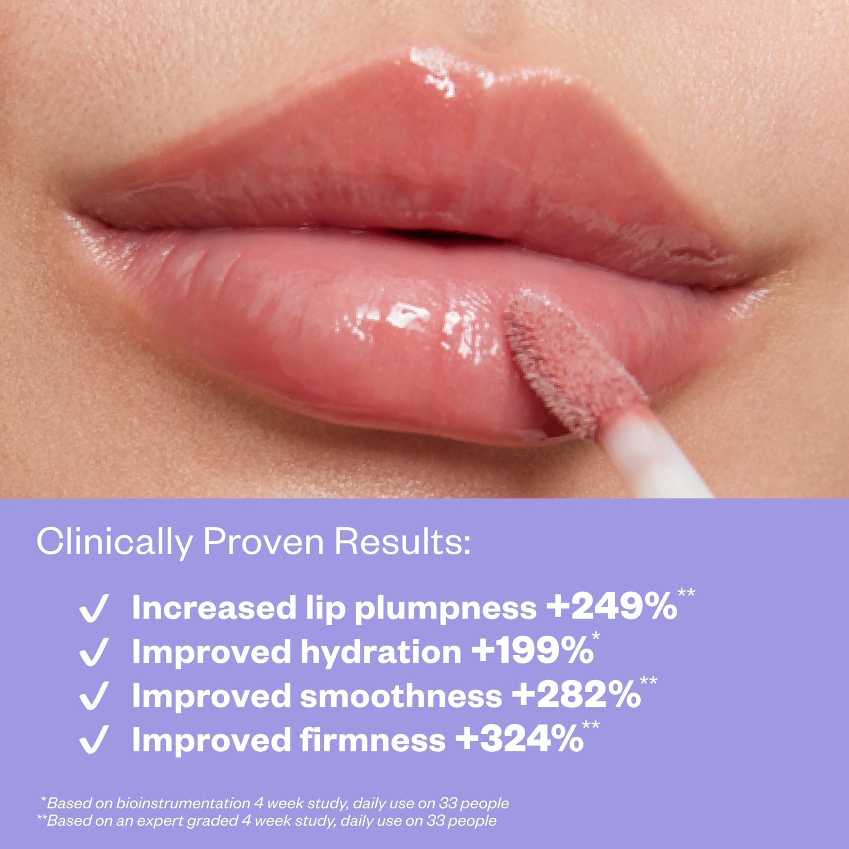 Kosas gloss on model smile delivering natural tint and luminous, hydrated-looking lips