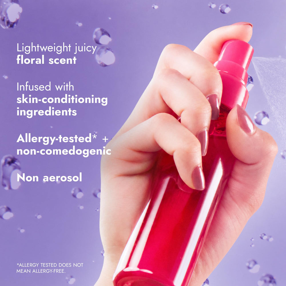 KOSÉ fine mist texture over skin demonstrating lightweight hold benefit