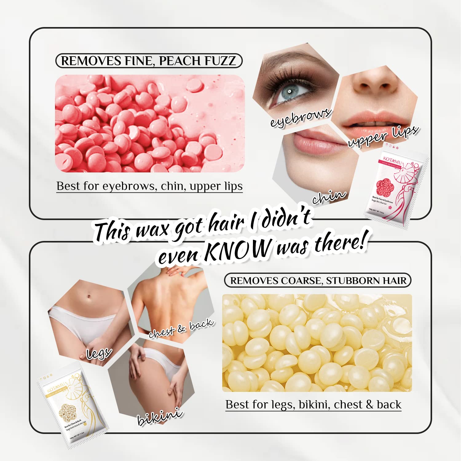 KOTAMU applicators and strips organized for efficient, tidy waxing