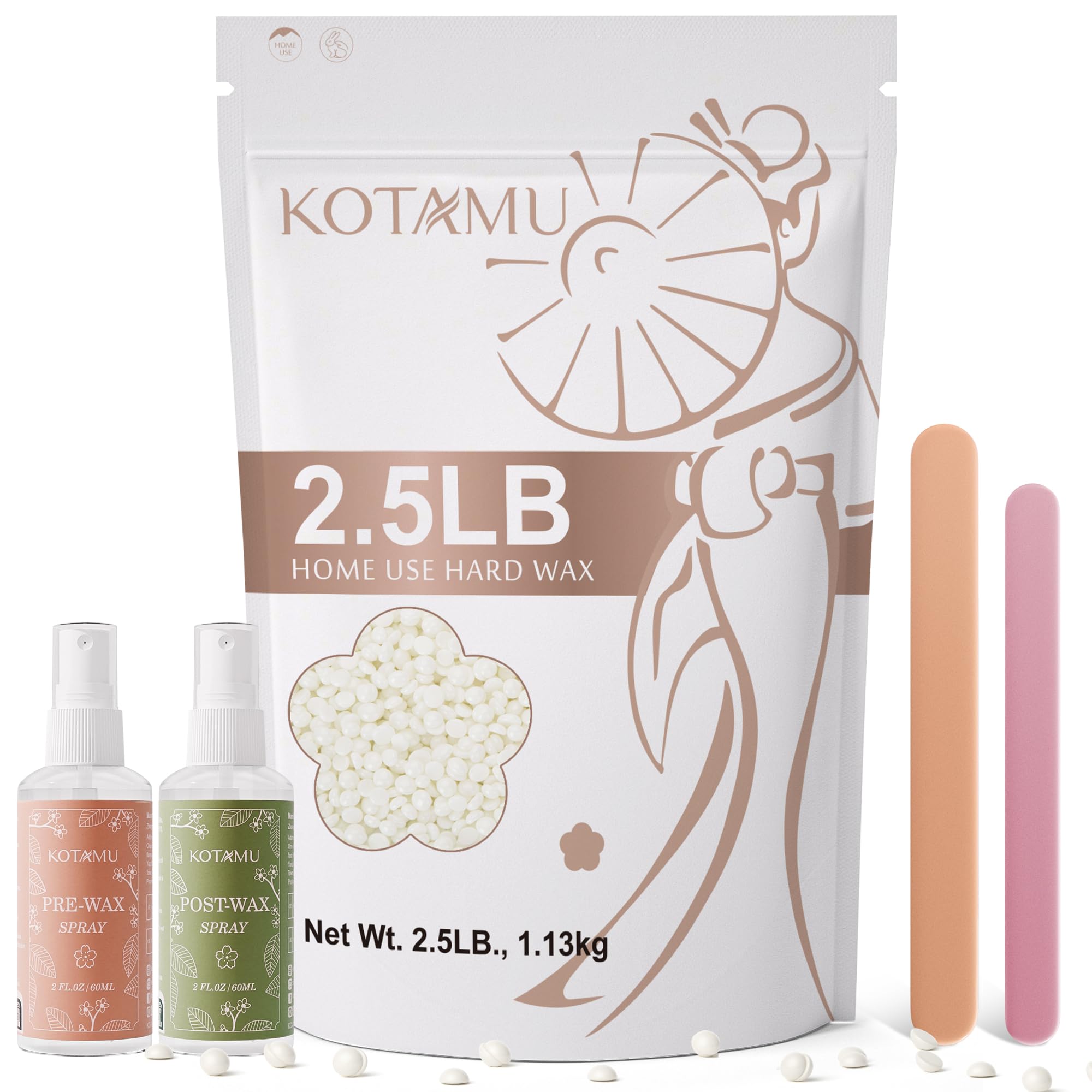 KOTAMU front package view showing unscented hard wax beads benefit of large supply