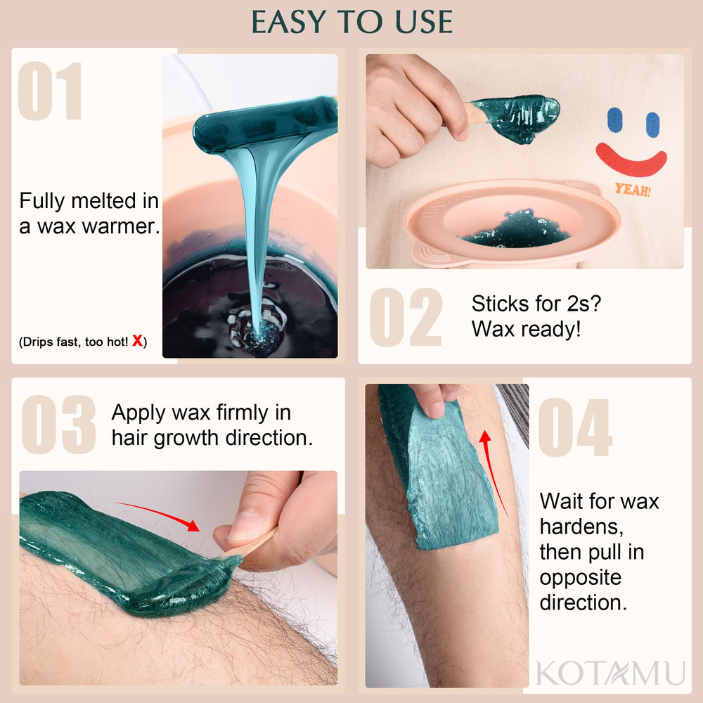 KOTAMU underarm wax removal in action revealing clean, root-level pull