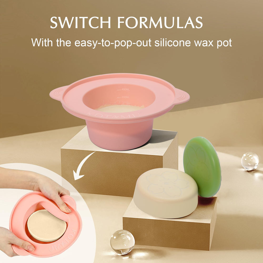 KOTAMU wax pot held in hand for scale illustrating compact portability