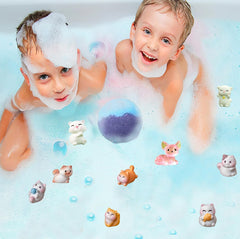 kottke bath bombs fizzing in a child bathtub scene encouraging fun bathtime