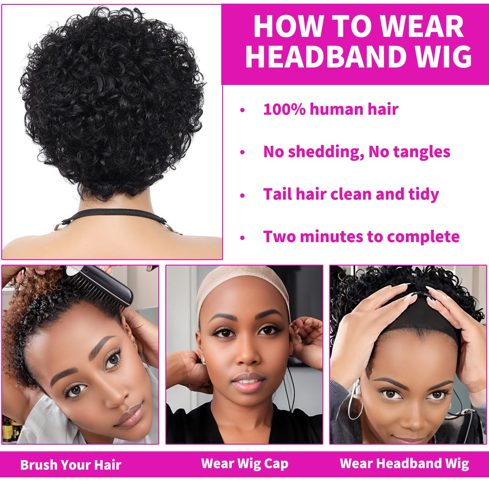 KPROYU label and contents image showing included headband and human hair authenticity benefit