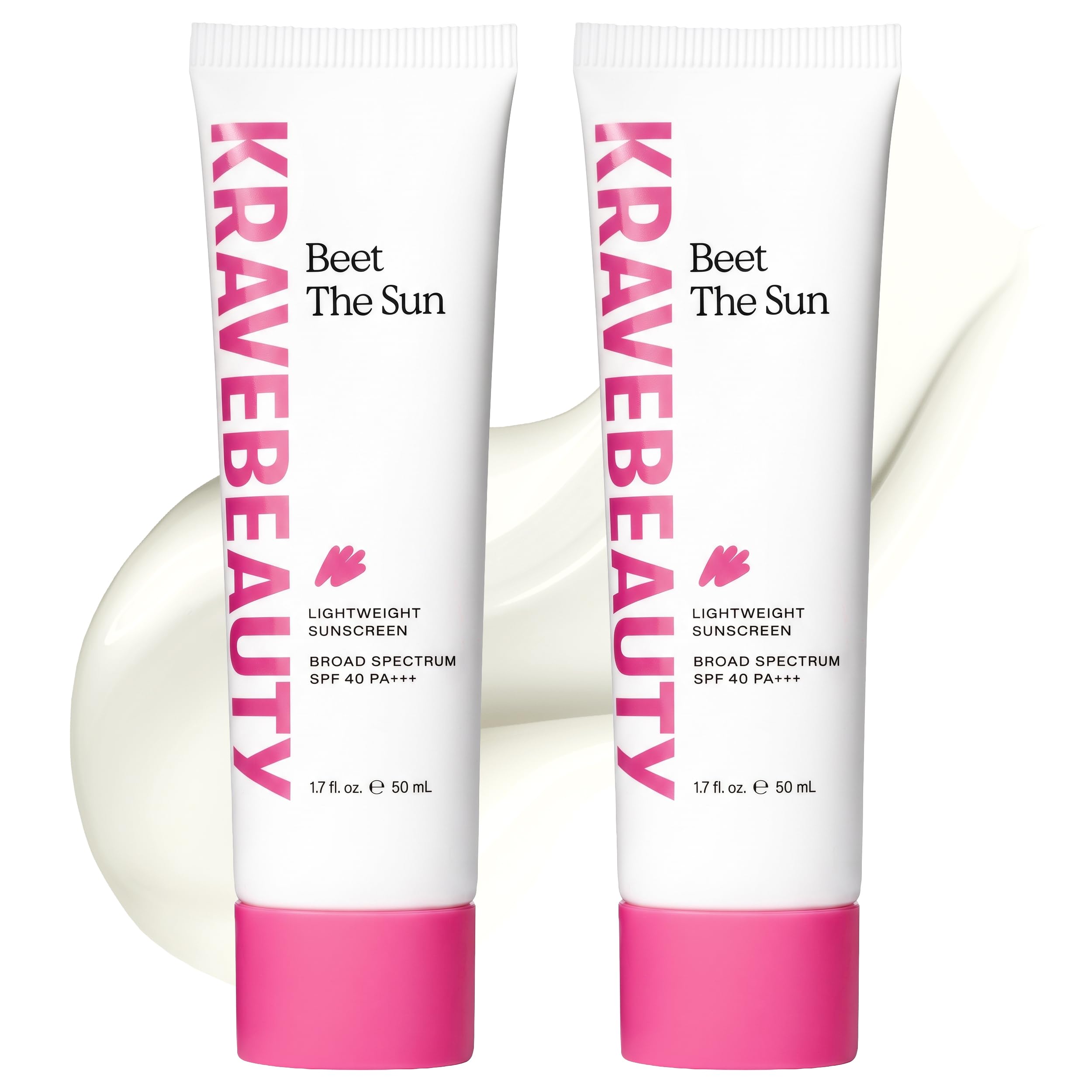 KraveBeauty front packaging showing two tubes and clear SPF benefits
