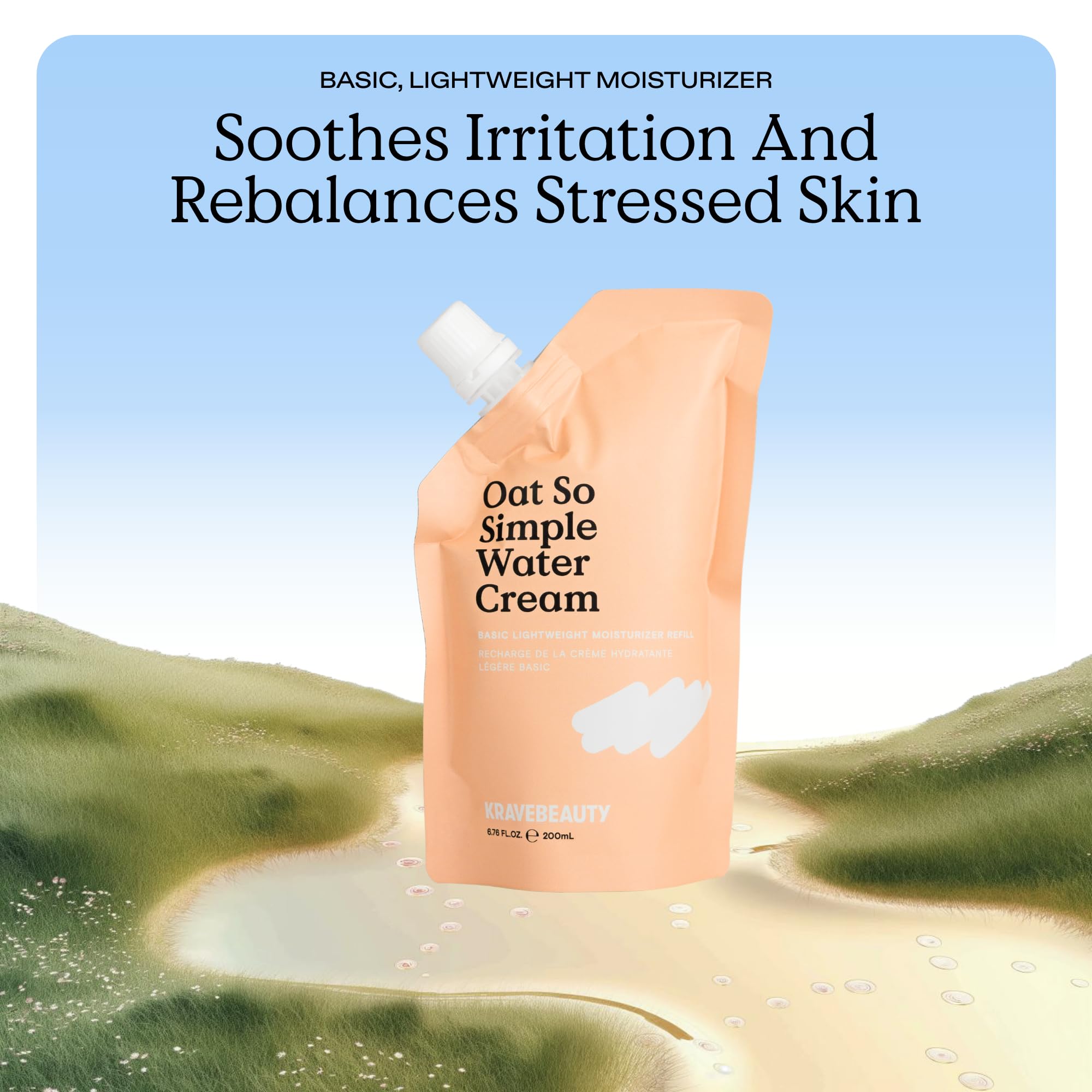 KraveBeauty pump dispensing water cream illustrating easy refill application