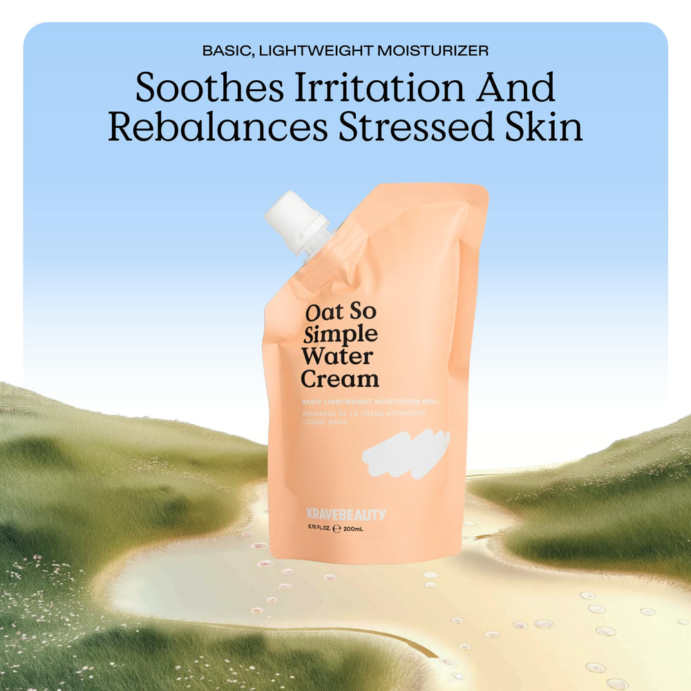 KraveBeauty pump dispensing water cream illustrating easy refill application
