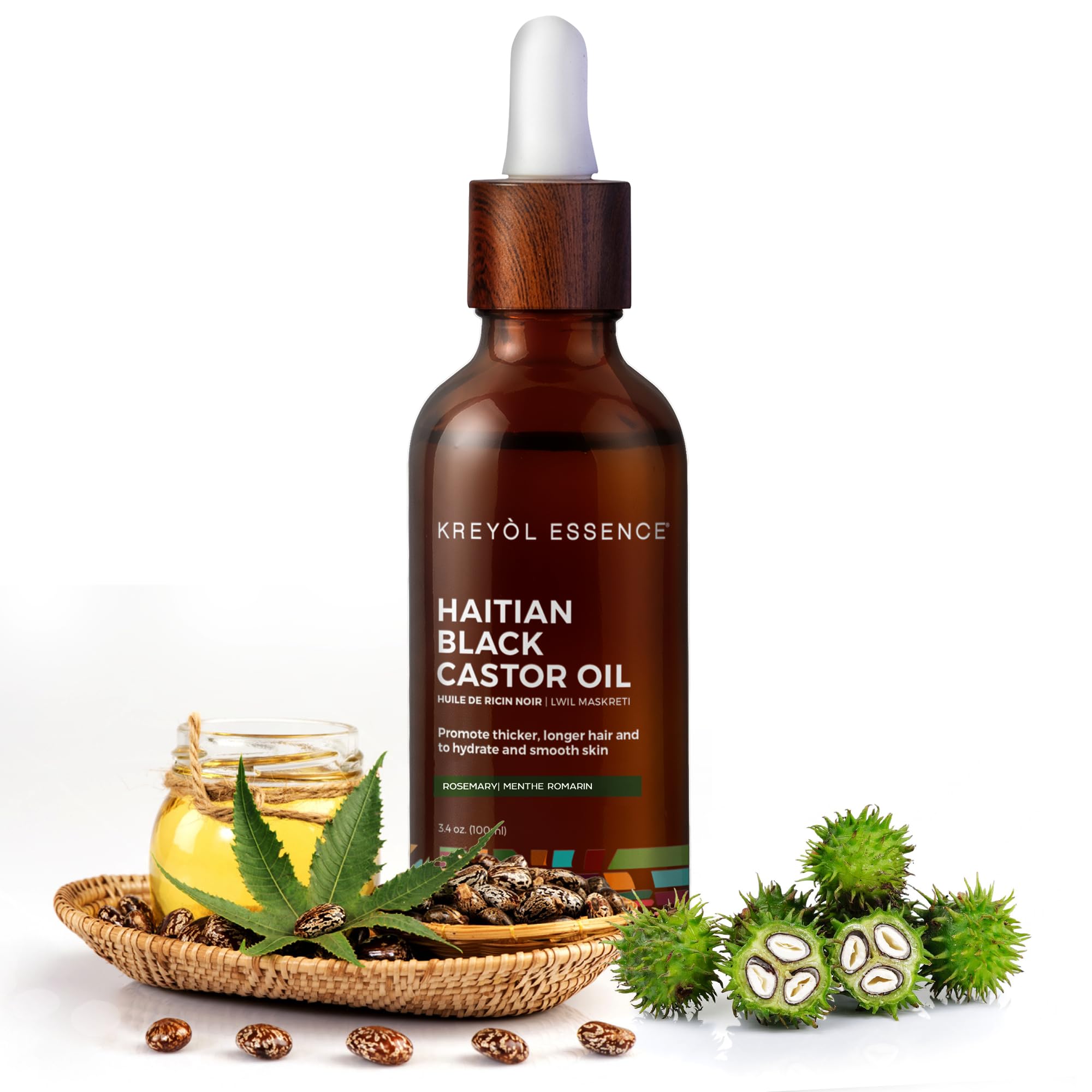 KREYÒL ESSENCE label close-up highlighting ingredients and hexane-free benefit