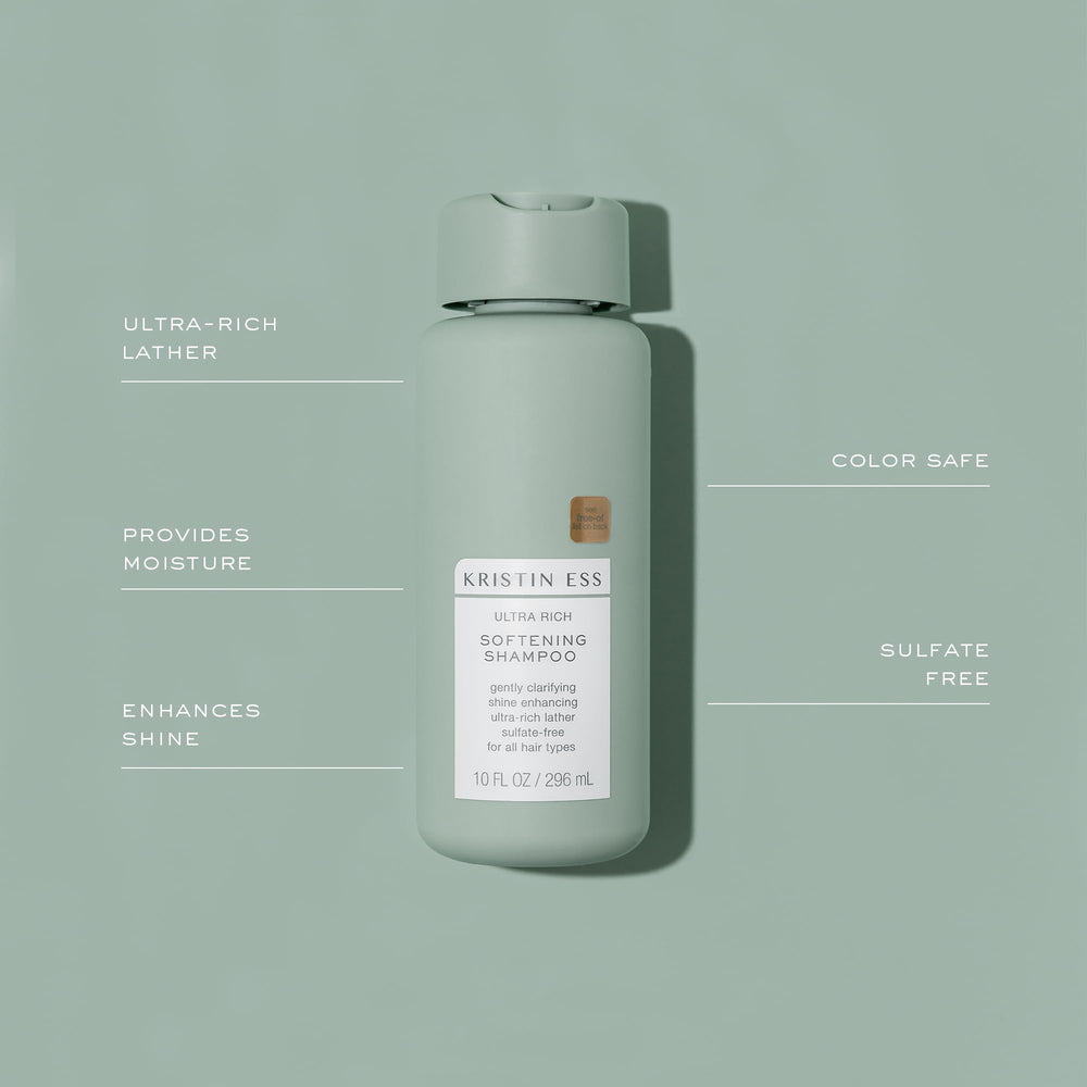 Kristin Ess bottle label detail listing color-safe and sulfate-free benefits