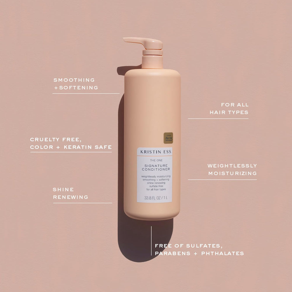 Kristin Ess conditioner cream texture demonstrating smooth hydration