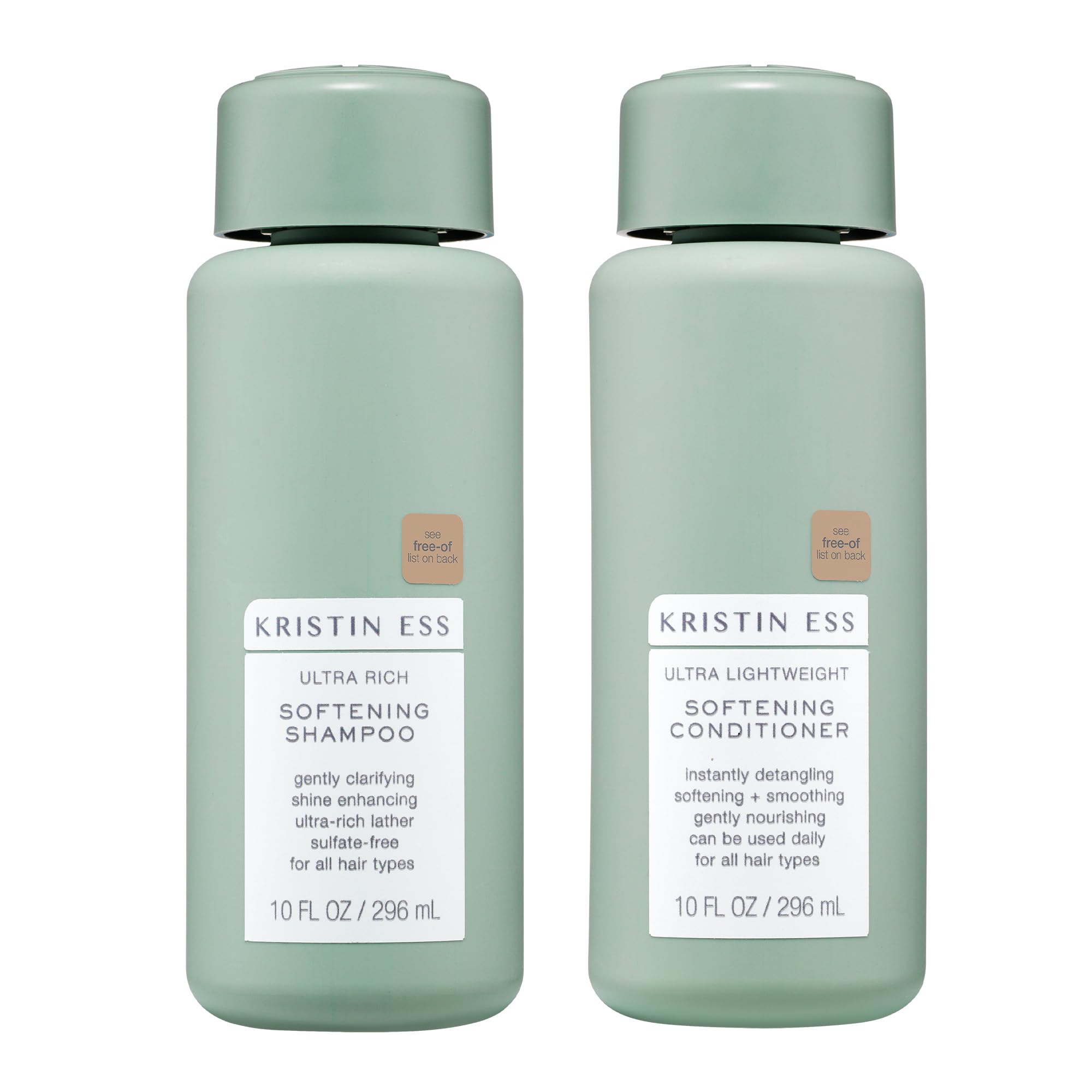 Kristin Ess front packaging set showing bottles and lightweight benefits