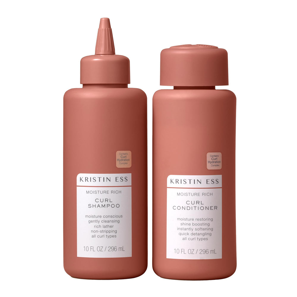 Kristin Ess front packaging set showing bottles and benefits