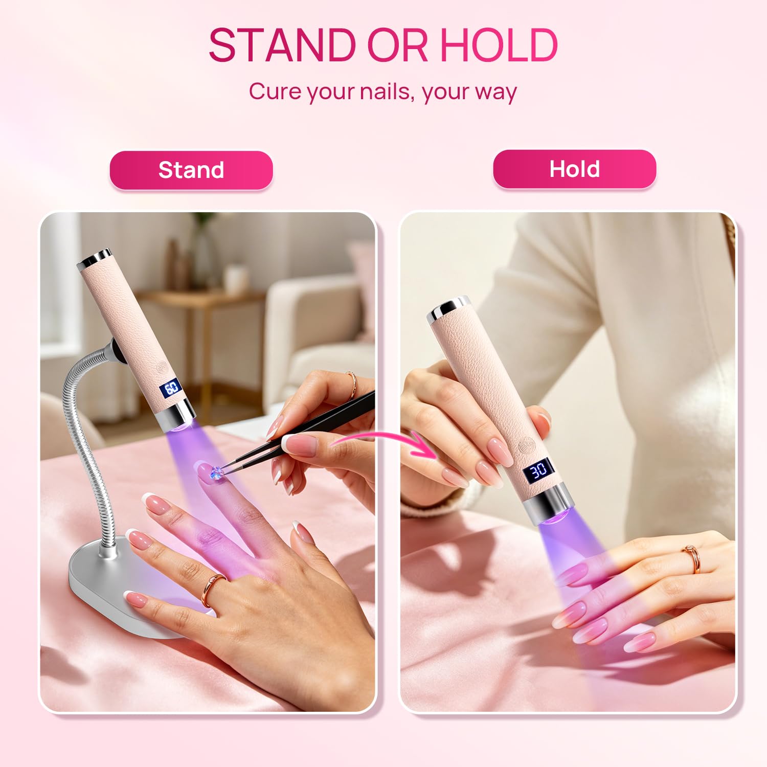 krofaue curing gel polish under light demonstrating fast drying benefit
