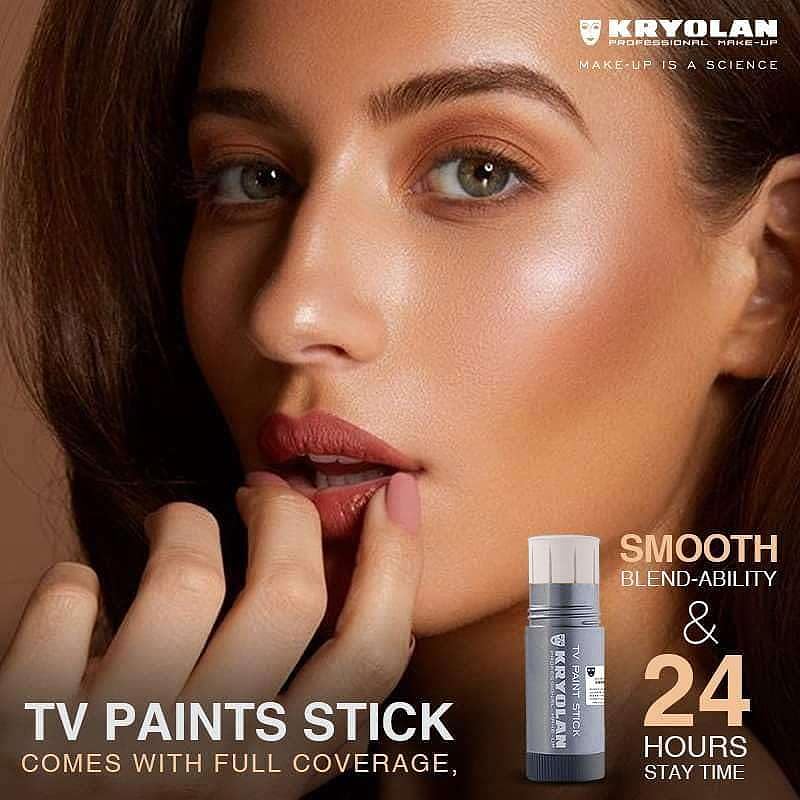Kryolan TV Paint Stick open cream tip showing smooth application benefit
