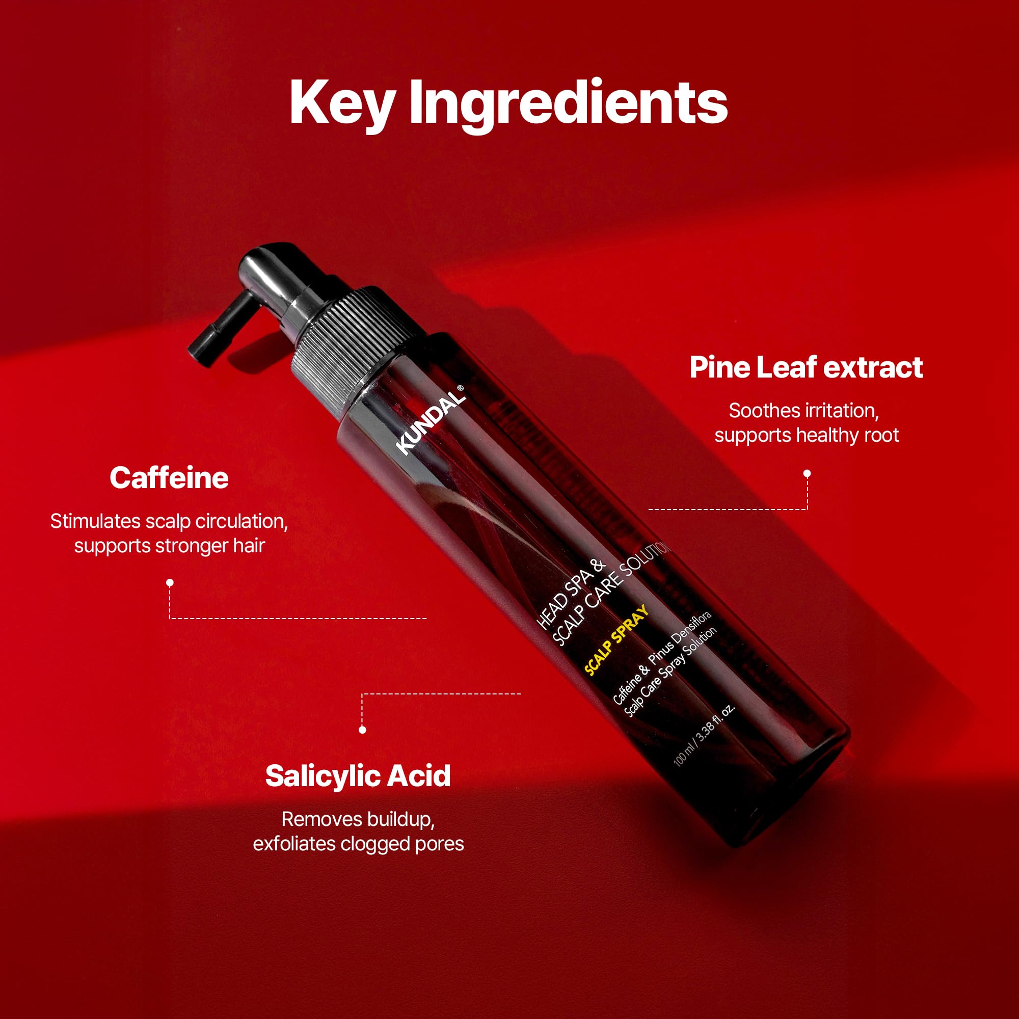 KUNDAL being applied to the scalp demonstrating targeted refresh benefit