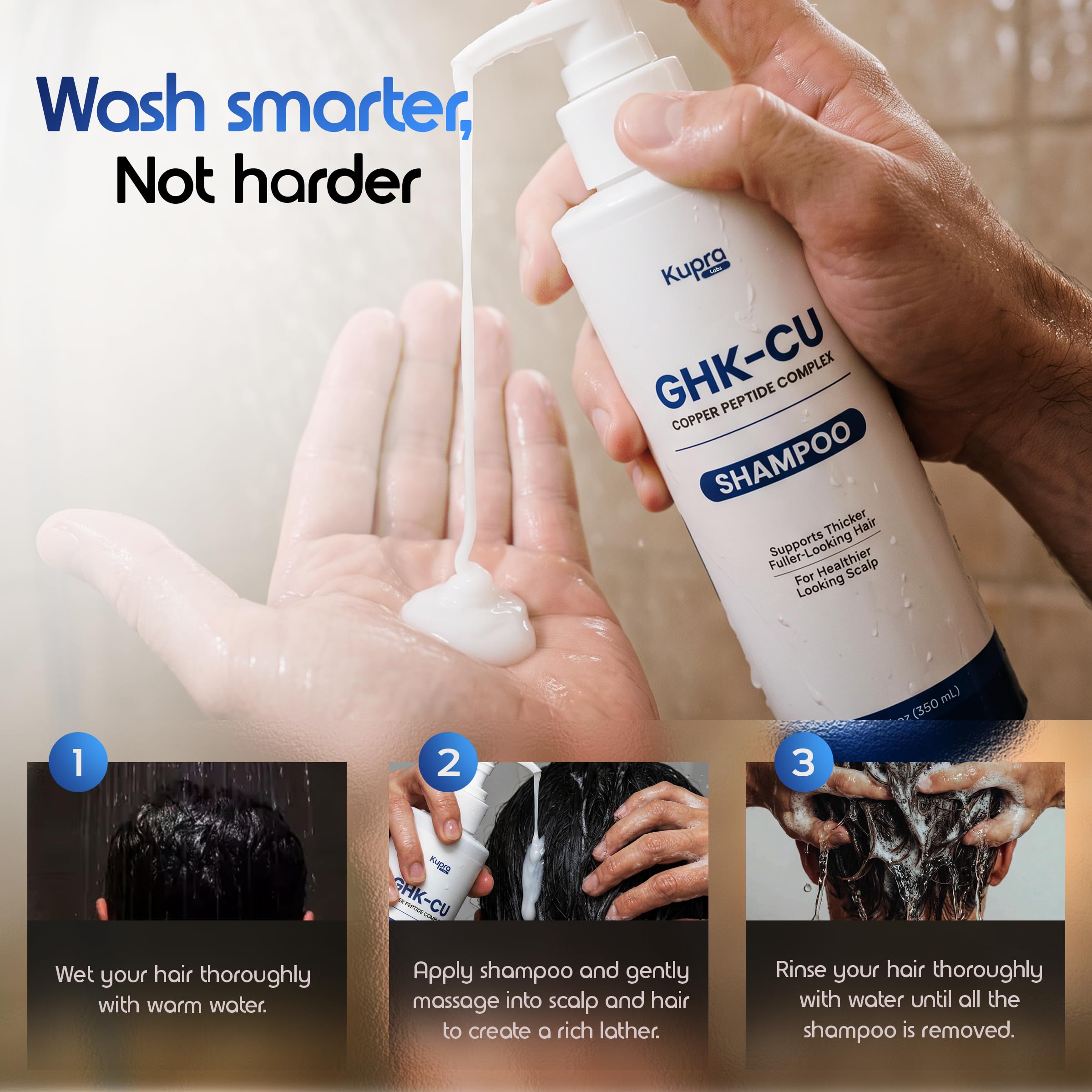 Kupra Labs bottle in shower scene showing easy daily use