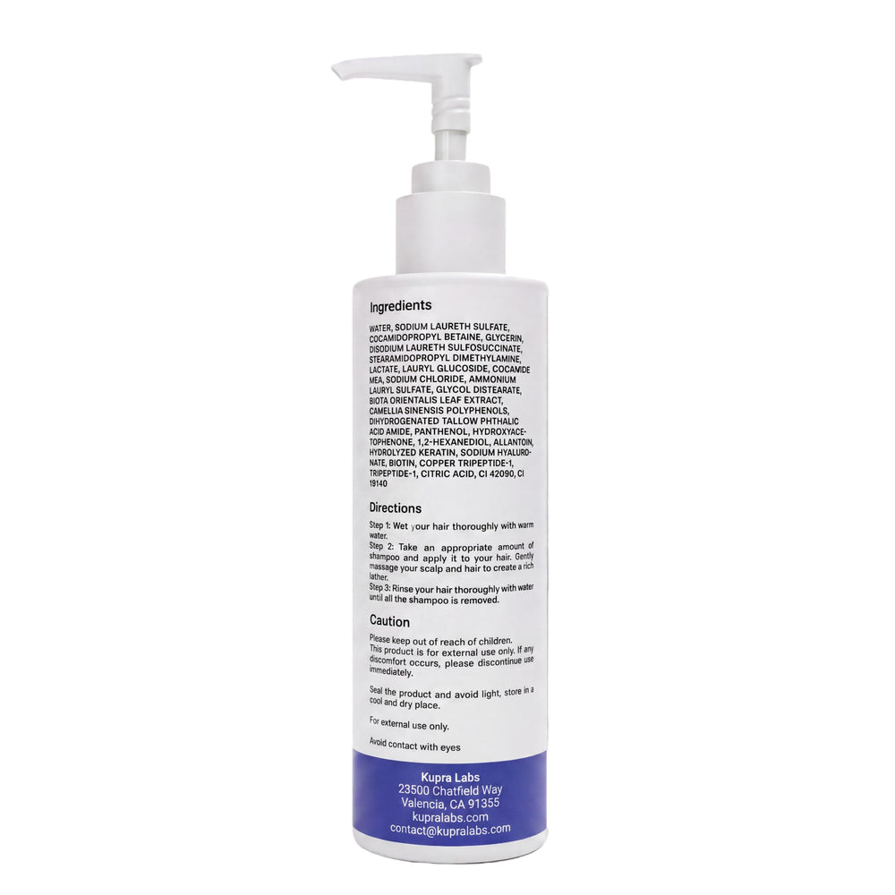 Kupra Labs bottle held in hand displaying true 11.8 fl oz scale