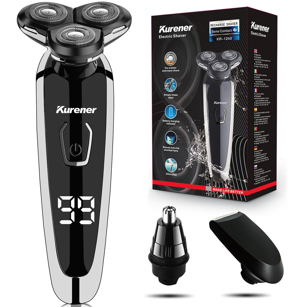 kurener front view of electric razor highlighting sleek design and fast shave
