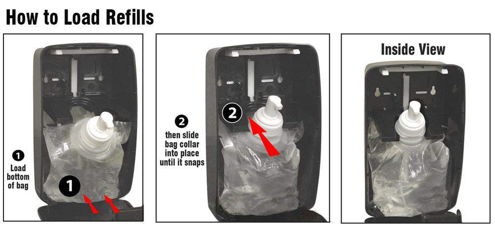 Kutol refill installed in a wall dispenser demonstrating quick installation and compatibility