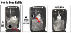 Kutol refill installed in a wall dispenser demonstrating quick installation and compatibility