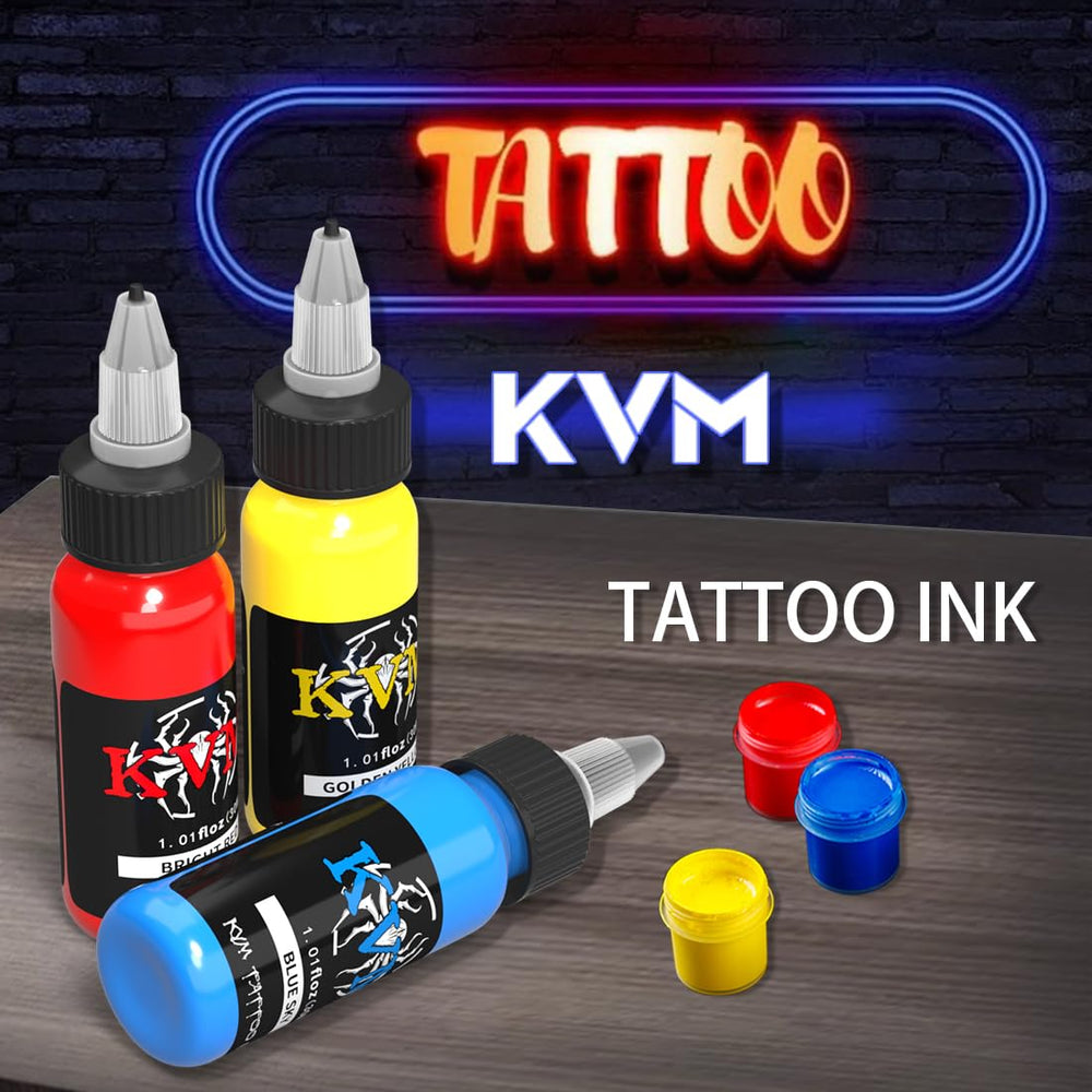 KVM ink in use with tattoo needle demonstrating smooth flow benefit