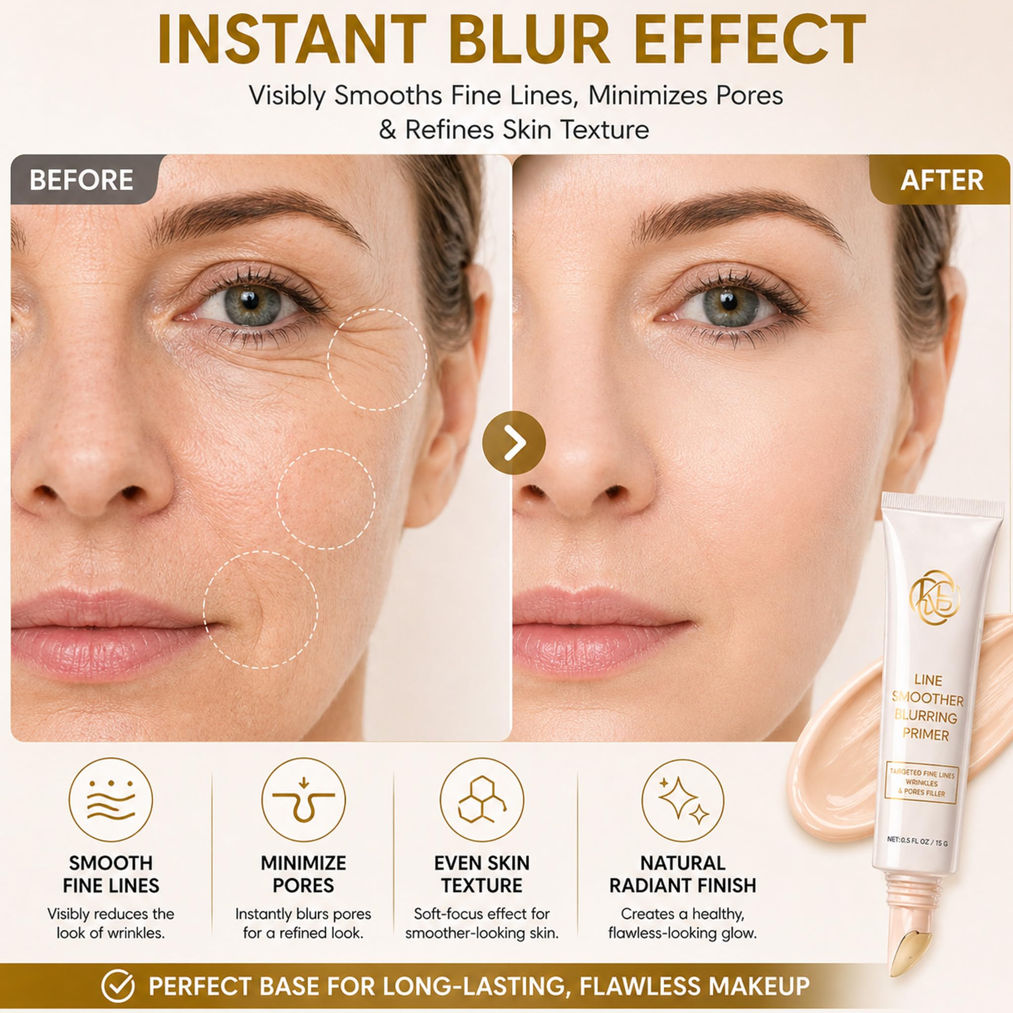 KWEZTY before and after face comparison demonstrating blurred fine lines