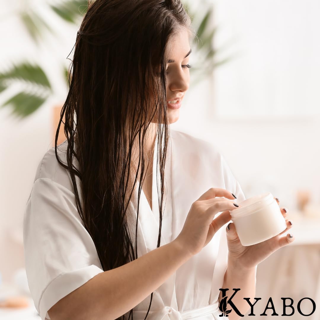 Kyabo Organics applied to hair ends to reduce frizz and add shine