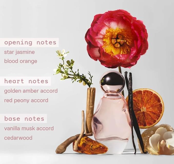KYLIE bottle on vanity with florals suggesting ambery floral mood and everyday versatility benefit