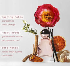 KYLIE bottle on vanity with florals suggesting ambery floral mood and everyday versatility benefit