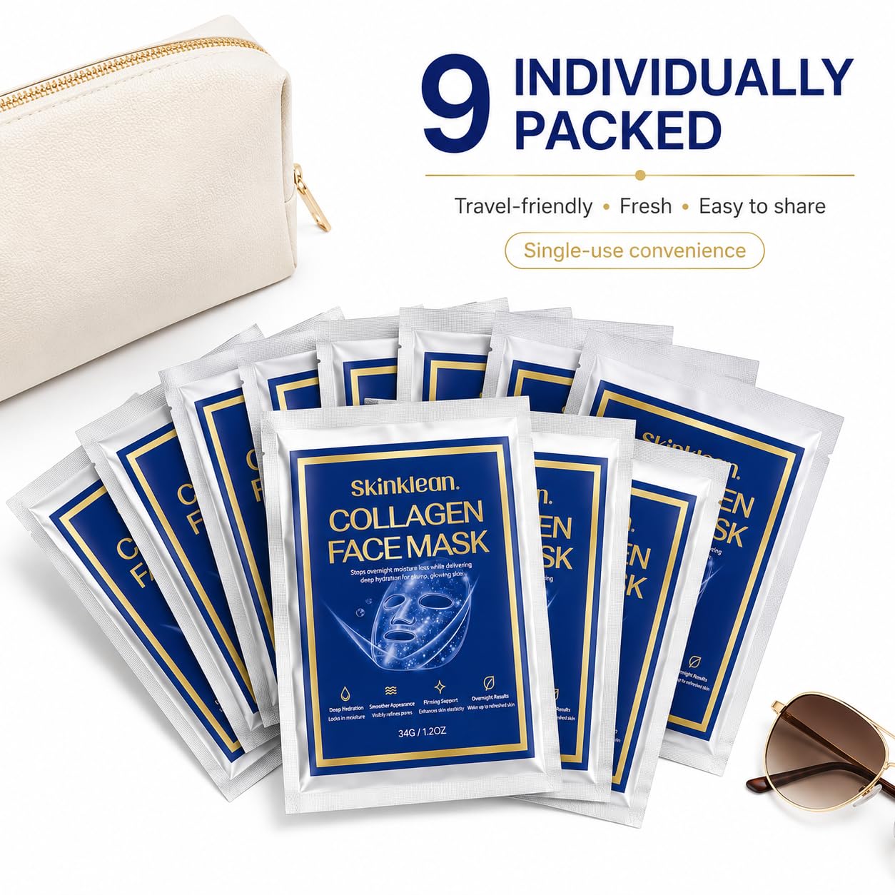 Kymezol sachet beside common items showing compact travel size