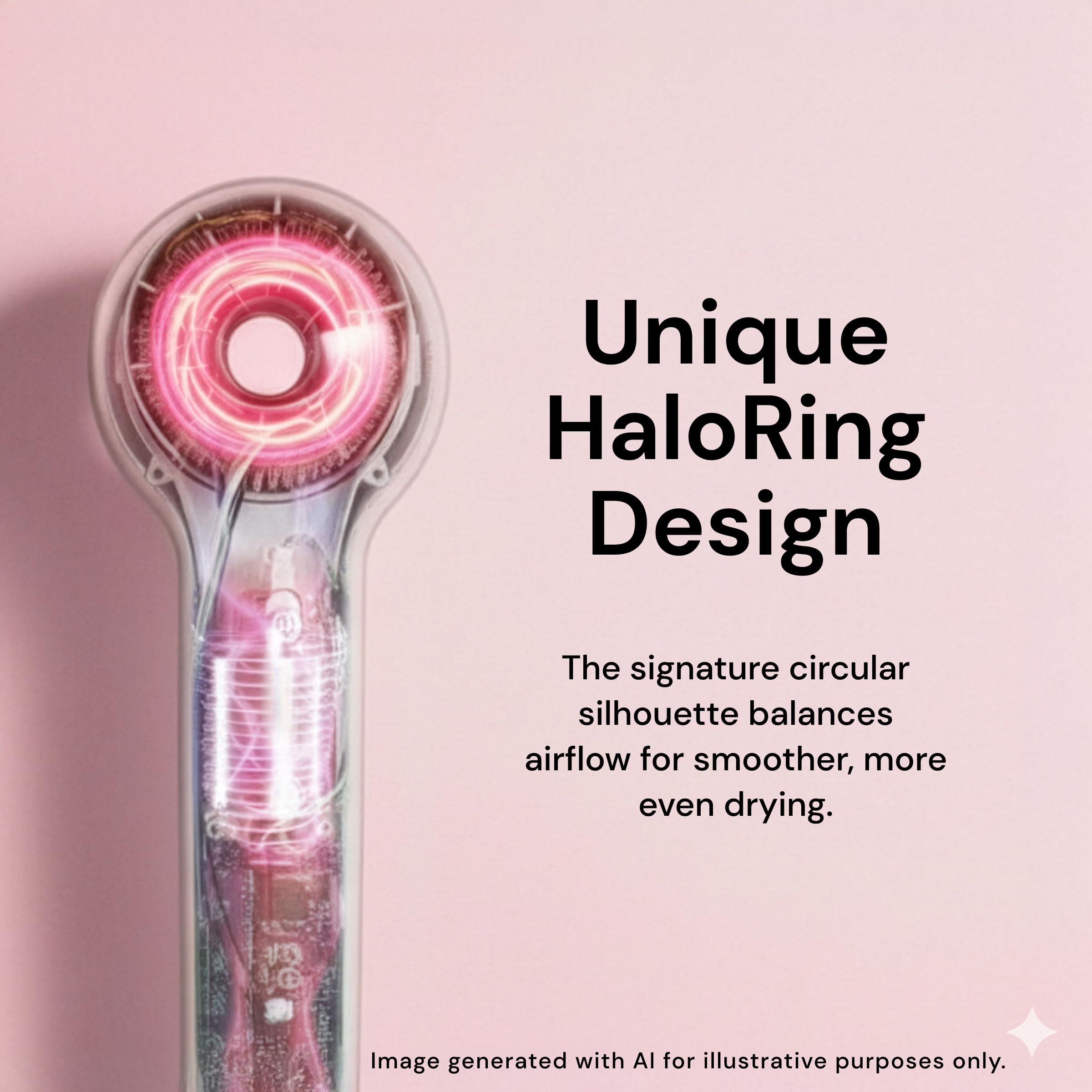 L'ANGE HAIR Axia HaloRing rear handle detail highlighting ergonomic grip and balance benefit
