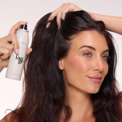 L'ANGE HAIR Deja Vu applied at roots showing added volume and lift for fuller hair