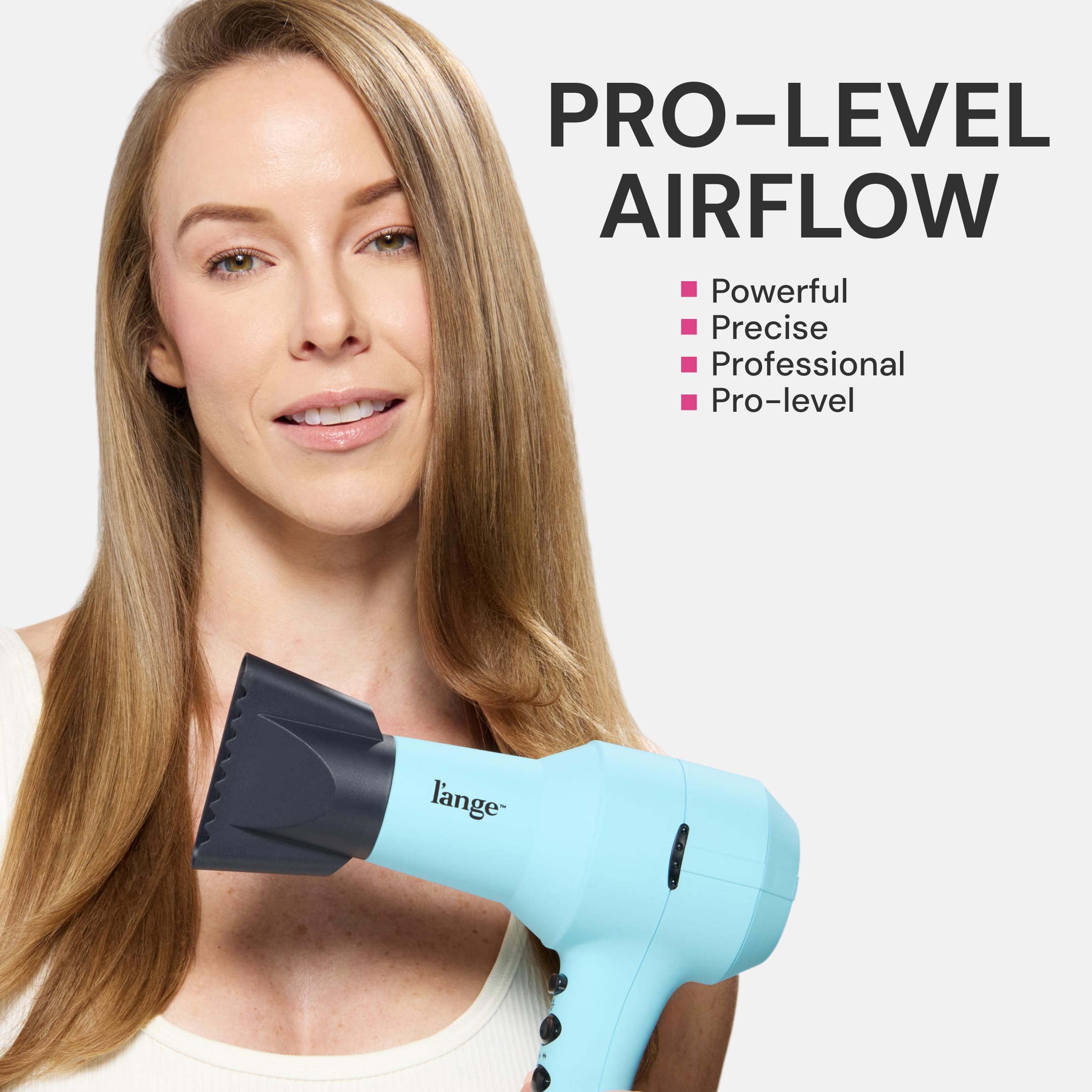 L'ANGE HAIR soft-touch handle close-up for comfortable non-slip styling