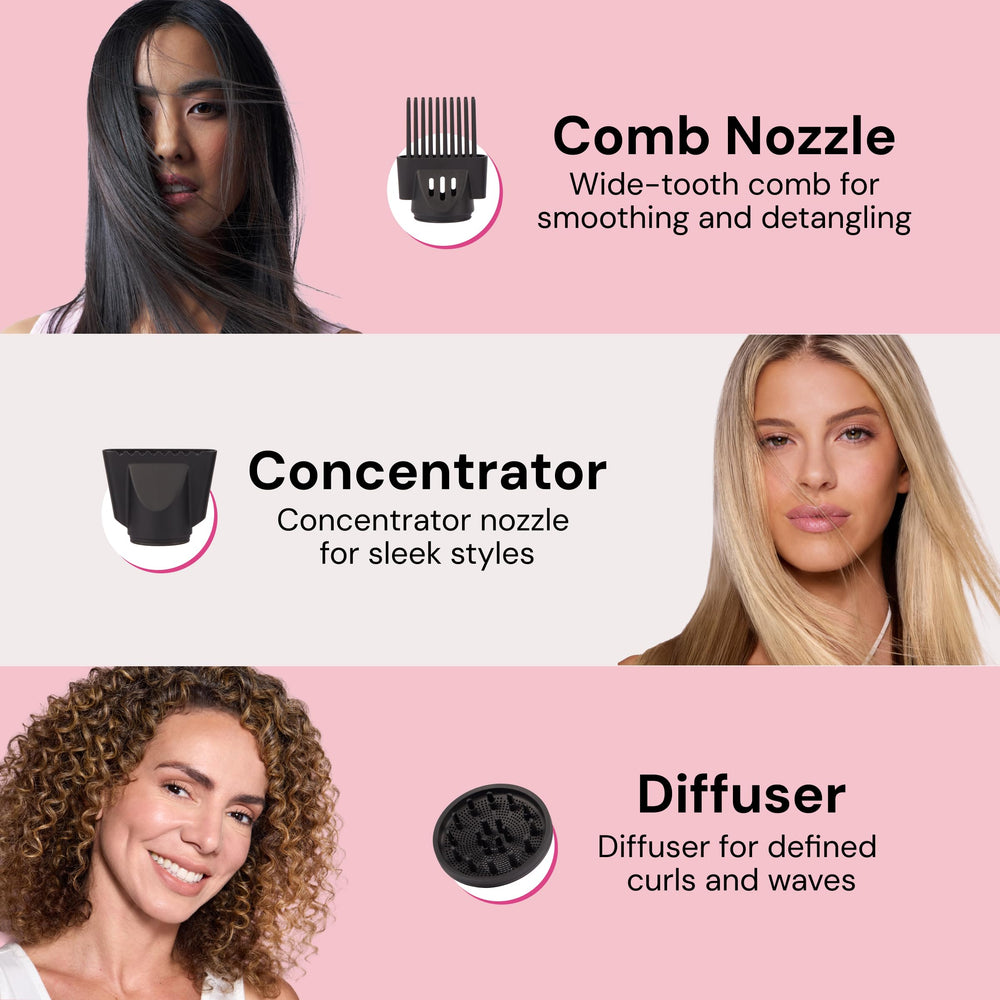 L'ANGE HAIR wide-tooth comb attachment illustrating gentle detangling benefit