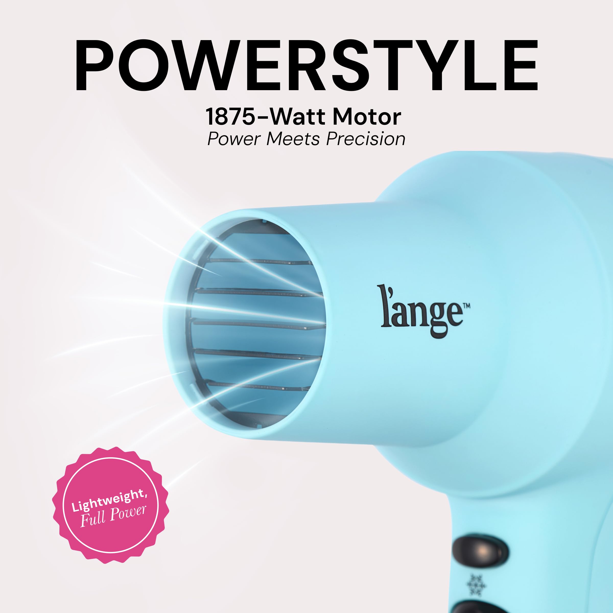 L'ANGE HAIR diffuser attachment showing curl-friendly airflow for defined waves