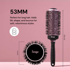 L'ANGE HAIR close-up of ceramic barrel highlighting even heat distribution benefit