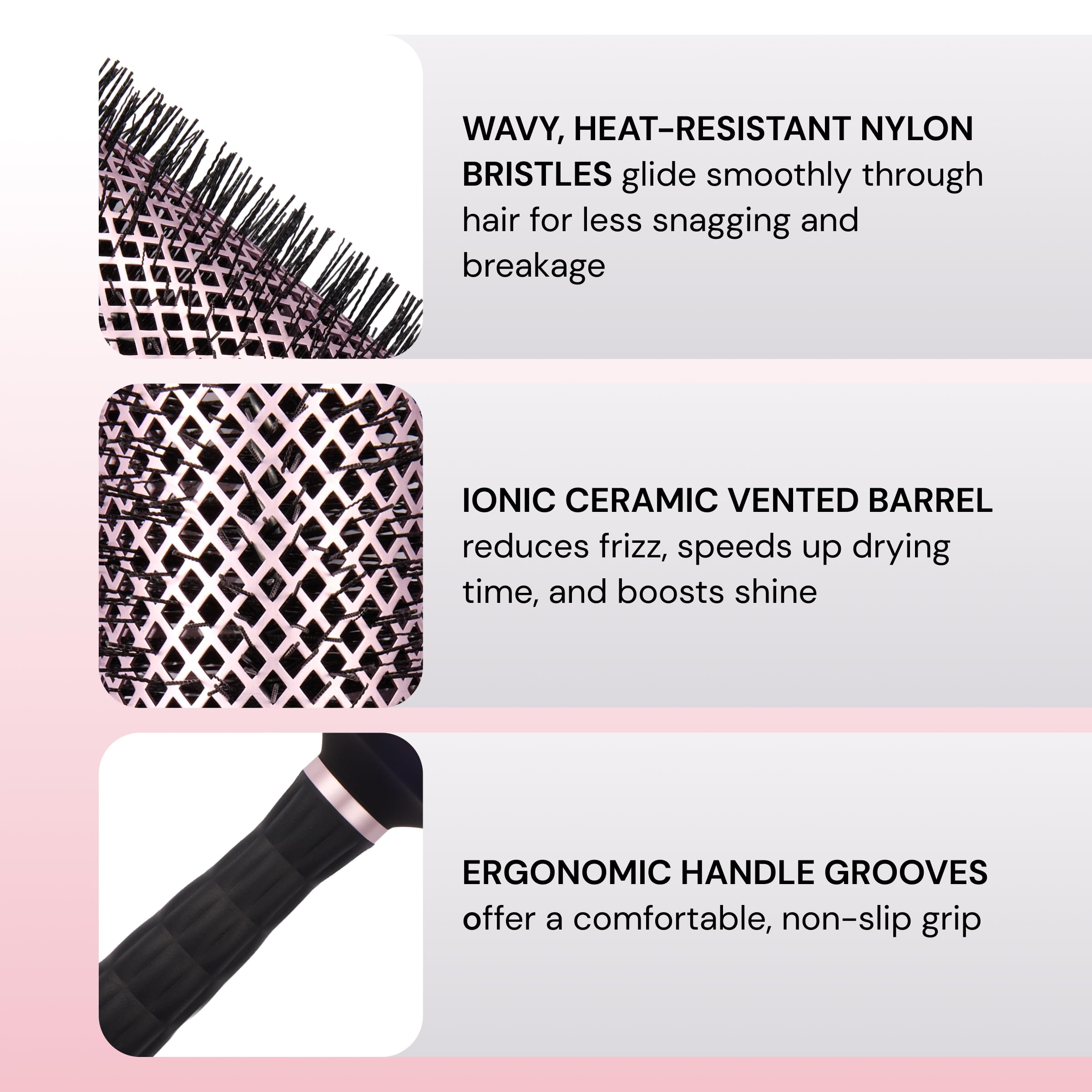L'ANGE HAIR ergonomic handle view demonstrating non-slip comfort benefit