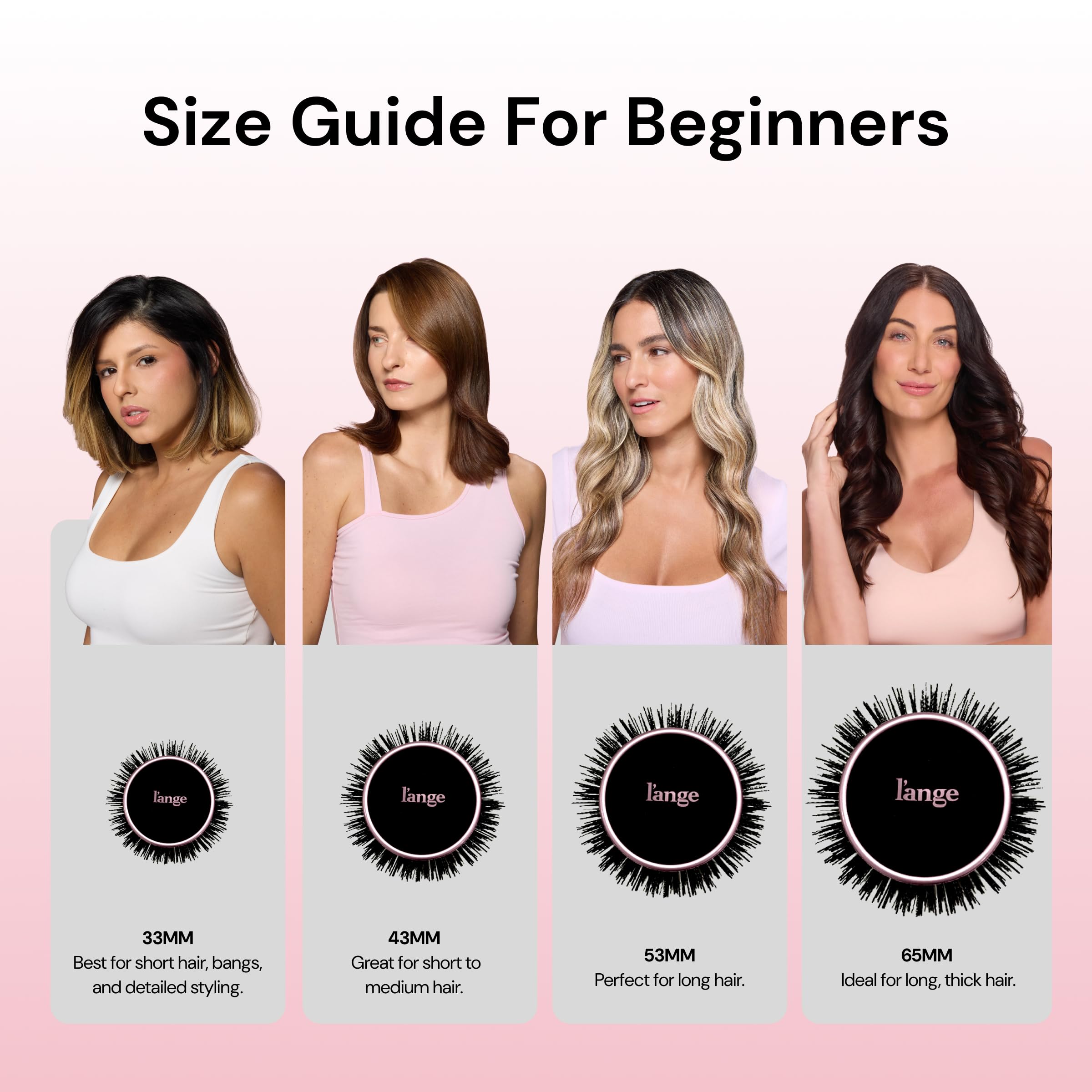 L'ANGE HAIR brush in use creating voluminous blowout for long hair benefit