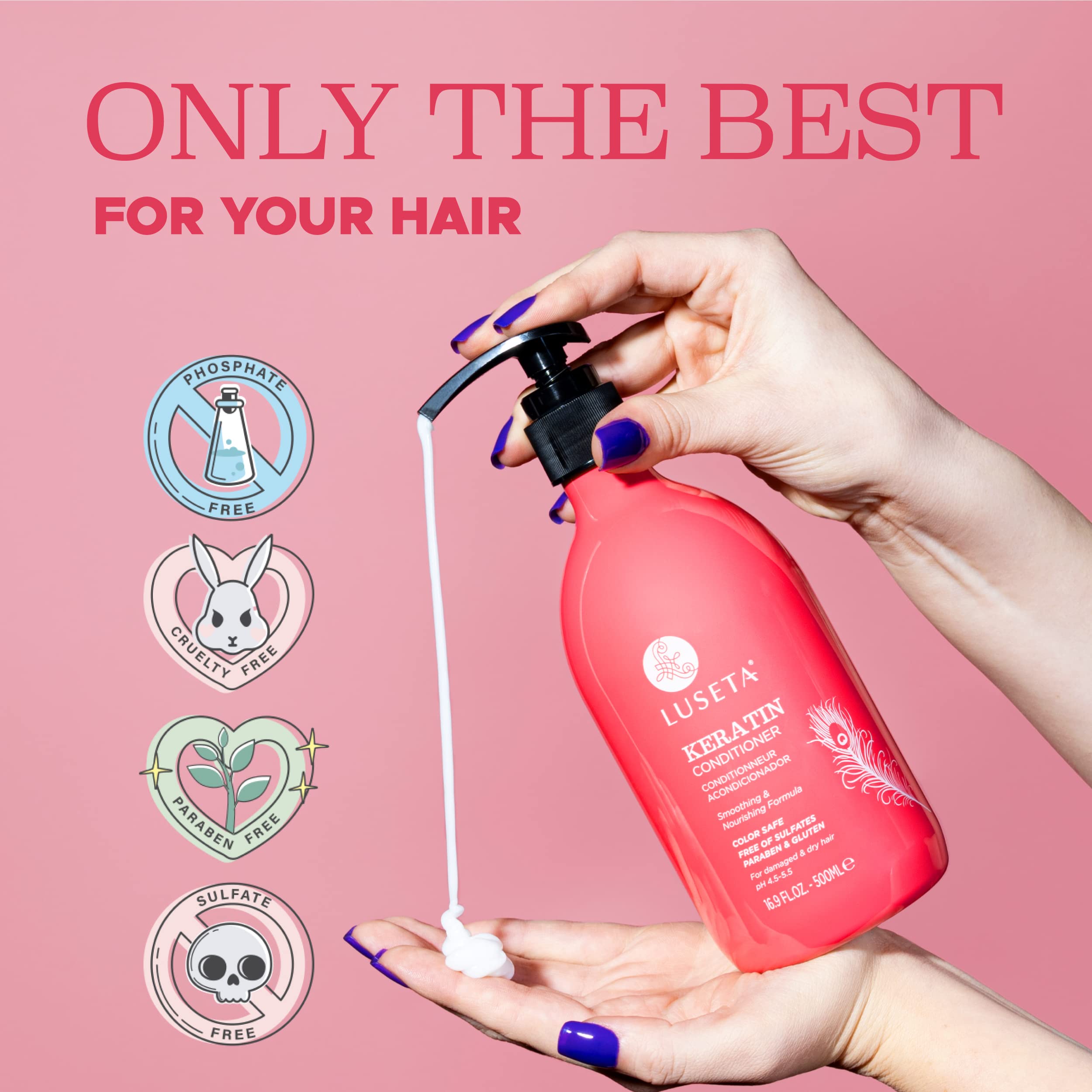 L LUSETA detangled hair after use showing reduced breakage and softer strands